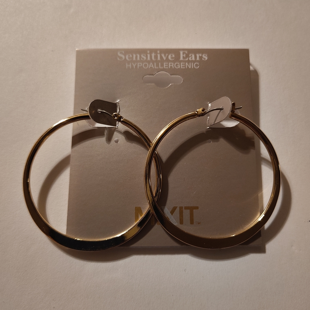 Mixit Shiny Gold Hoop Earrings